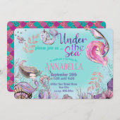 Schattigee kleine zeemeerminnen onder het Zee Part Kaart (Voorkant / Achterkant)