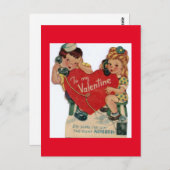 Schattigee kleine zeiler op telefoon met meisje Va Briefkaart (Voorkant / Achterkant)