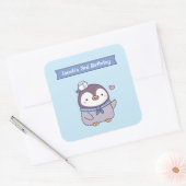 Schattigee kleine zeiler pinguïn doedel kinderen v vierkante sticker (Envelop)