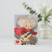 Schattigee Kleine Zingende Cowboy  Valentijn Briefkaart (Staand voorkant)