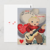 Schattigee Kleine Zingende Cowboy  Valentijn Briefkaart (Voorkant / Achterkant)