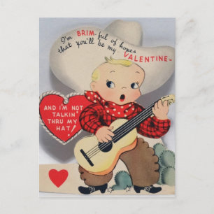 Schattigee Kleine Zingende Cowboy Valentijn Briefkaart