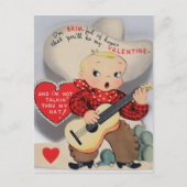 Schattigee Kleine Zingende Cowboy  Valentijn Briefkaart (Voorkant)