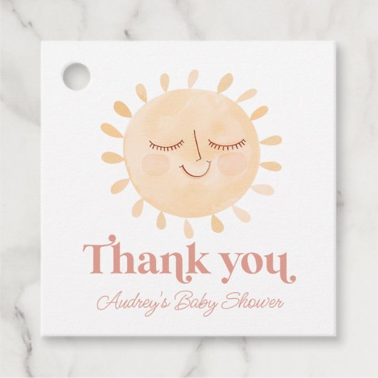 Schattigee kleine zon boho Baby shower dank u Bedankjes Labels (Voorkant)