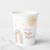 Schattigee Kleine Zon & Regenboog Baby shower Papieren Bekers (Achterkant)