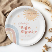 Schattigee Kleine Zon & Regenboog Boho Baby shower Papieren Bordje