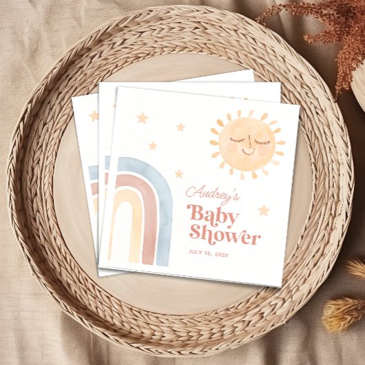 Schattigee Kleine Zon & Regenboog Boho Baby shower Servet