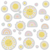 Schattigee kleine zonnen, regenbogen en harten sticker (Voorkant)