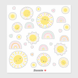Schattigee kleine zonnen, regenbogen en harten sticker