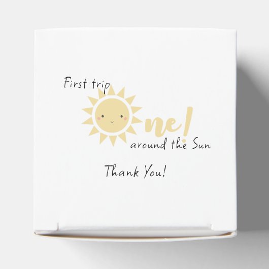 Schattigee kleine zonneschijn 1e verjaardag bedankdoosjes (Bovenkant)