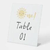 Schattigee Kleine Zonneschijn 1e Verjaardag Tafel  Reclamebord Met Voetstuk (Voorkant)
