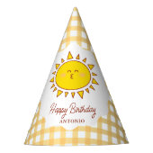 Schattigee Kleine Zonneschijn Gingham Kinder Geluk Feesthoedjes (Voorkant)