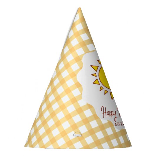 Schattigee Kleine Zonneschijn Gingham Kinder Geluk Feesthoedjes (Links)
