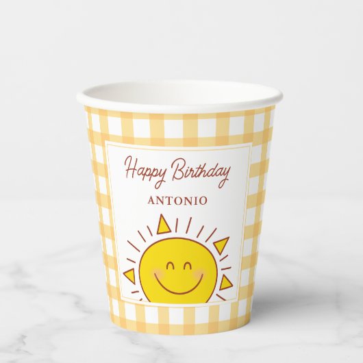 Schattigee Kleine Zonneschijn Kinder Happy Birthda Papieren Bekers (Voorkant)