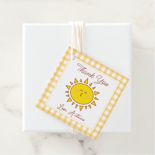 Schattigee kleine zonneschijn kinderen verjaardags bedankjes labels (In situ)