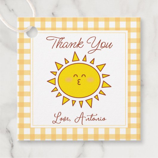 Schattigee kleine zonneschijn kinderen verjaardags bedankjes labels (Voorkant)