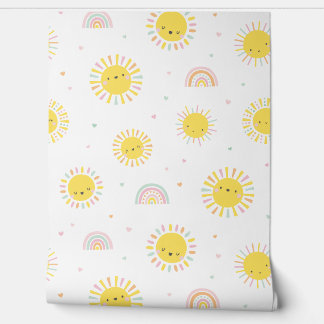 Schattigee kleine zonneschijn, regenbogen en harte behang