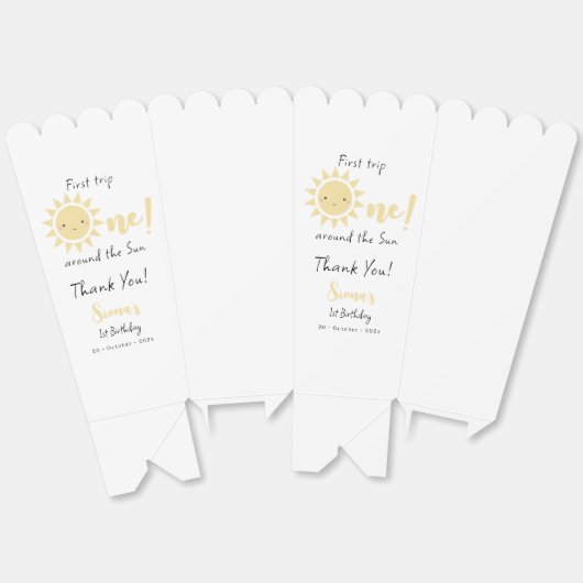 Schattigee kleine zonneschijn wordt één | 1e verja bedankdoosjes (Ongevouwen)