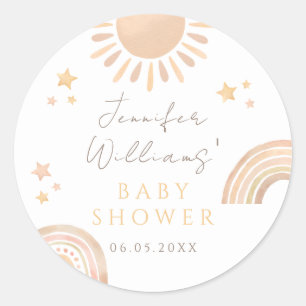 Schattigee kleine zonneschijn zon regenboog baby s ronde sticker