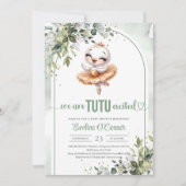 Schattigee kleine zwaan met gouden tutu jurk groen kaart (Voorkant)