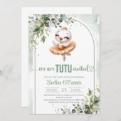 Schattigee kleine zwaan met gouden tutu jurk groen kaart (Voorkant / Achterkant)