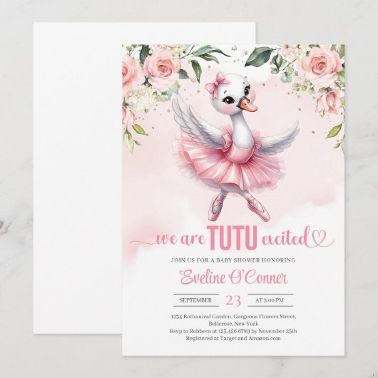 Schattigee kleine zwaan met tutu jurk gouden spark kaart (Voorkant / Achterkant)