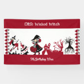 Schattigee kleine zwervende heks Halloween wit roo Spandoek (Horizontaal)