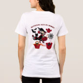 Schattigee kleine zwervende heks mama Halloween Fu Tri-Blend Shirt (Achterkant)