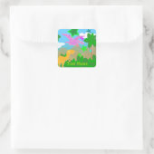 Schattigee kleur Cartoon Dinosaurussen Naam Sticke Vierkante Sticker (Tas)