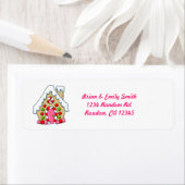 Schattigee kleuren Gingerbread House retourlabels Etiket (Insitu)