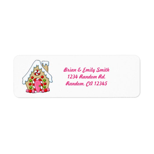 Schattigee kleuren Gingerbread House retourlabels Etiket (Voorkant)
