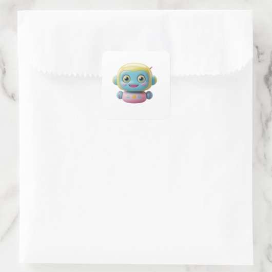 Schattigee Kleurrijke 3D Robot Sticker – Kawaii AI (Tas)