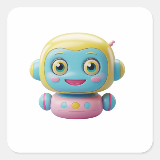 Schattigee Kleurrijke 3D Robot Sticker – Kawaii AI (Voorkant)
