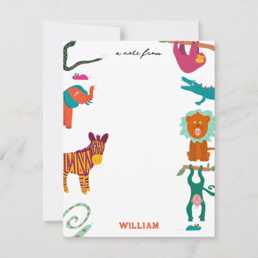 Schattigee Kleurrijke Abstracte Dieren Aangepaste  Notitiekaartje (Voorkant)