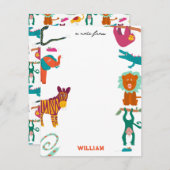 Schattigee Kleurrijke Abstracte Dieren Aangepaste  Notitiekaartje (Voorkant / Achterkant)