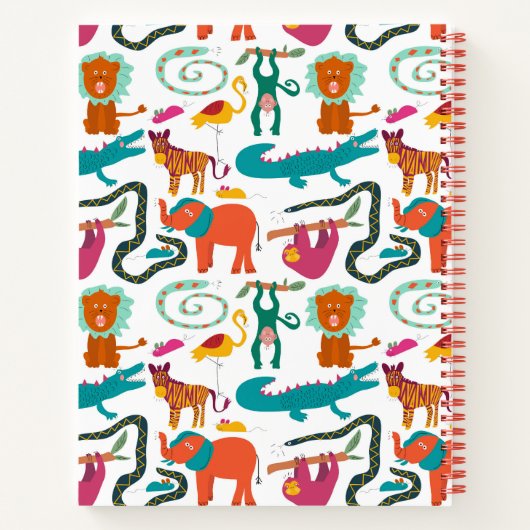 Schattigee Kleurrijke Abstracte Dieren Kinder Kuns Notitieboek (Achterkant)