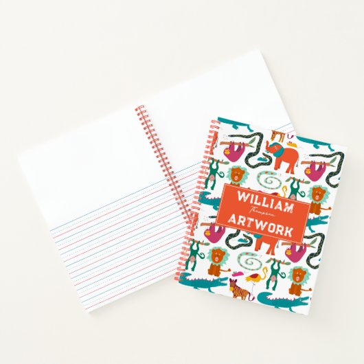 Schattigee Kleurrijke Abstracte Dieren Kinder Kuns Notitieboek (Binnen)
