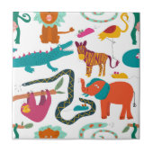 Schattigee kleurrijke Abstracte dieren Kinder Naad Tegeltje (Voorkant)