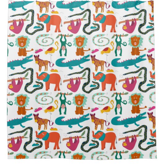 Schattigee kleurrijke Abstracte Dieren Kinder Patr Douchegordijn (Voorkant)