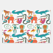 Schattigee kleurrijke Abstracte Dieren Kinder Patr Inpakpapier Vel (Voorkant 3)