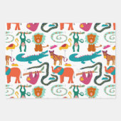 Schattigee kleurrijke Abstracte Dieren Kinder Patr Inpakpapier Vel (Voorkant)