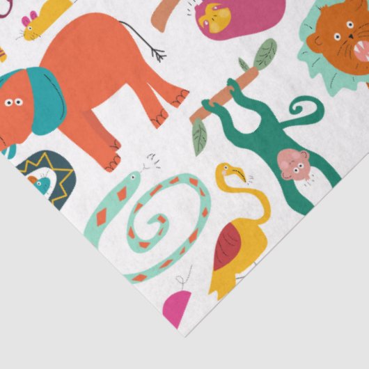 Schattigee kleurrijke Abstracte Dieren Kinder Patr Tissuepapier (Detail)