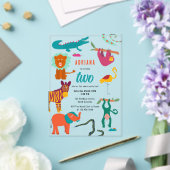 Schattigee Kleurrijke Abstracte Dieren Kinderen Ve Acryl Uitnodigingen (Insitu (Huwelijk))