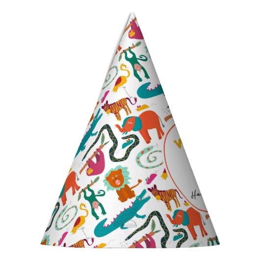 Schattigee Kleurrijke Abstracte Dieren Kinderen Ve Feesthoedjes (Links)