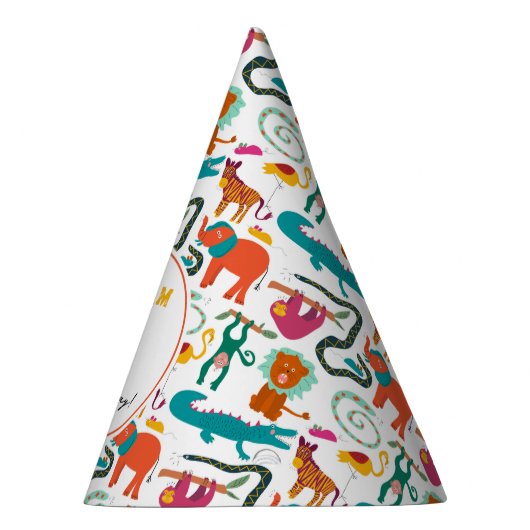 Schattigee Kleurrijke Abstracte Dieren Kinderen Ve Feesthoedjes (Rechts)