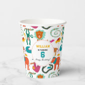 Schattigee Kleurrijke Abstracte Dieren Kinderen Ve Papieren Bekers (Achterkant)