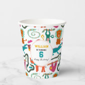 Schattigee Kleurrijke Abstracte Dieren Kinderen Ve Papieren Bekers (Voorkant)