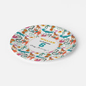 Schattigee Kleurrijke Abstracte Dieren Kinderen Ve Papieren Bordje (Gekanteld)