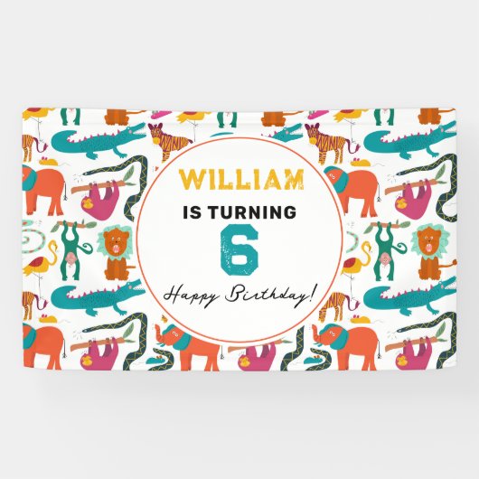 Schattigee Kleurrijke Abstracte Dieren Kinderen Ve Spandoek (Horizontaal)