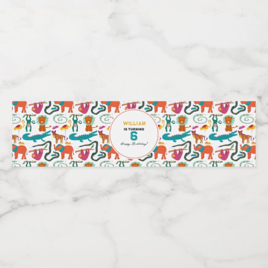 Schattigee Kleurrijke Abstracte Dieren Kinderen Ve Waterfles Etiket (Enkel label)